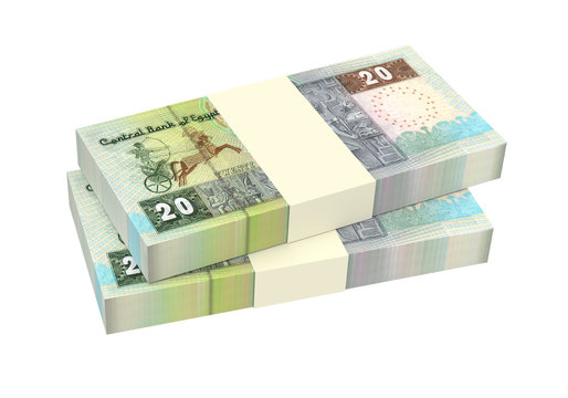 Egyptian pounds isolated on white background. 3D illustration.