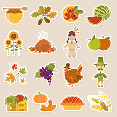 Thanksgiving day icon set. Flat style