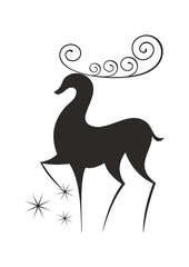 Golden deer is a fabulous character. black silhouette on white background