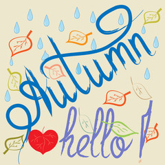 T shirt typography graphic with quote Autumn hello.