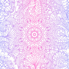 Tile pattern in doodle style. White, pink and blue trendy colors