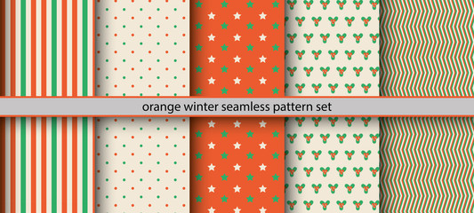 Orange seamless pattern set