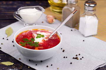 Borsch. Traditional Russian and Ukrainian vegetable soup