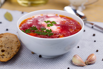 Borsch. Traditional Russian and Ukrainian vegetable soup