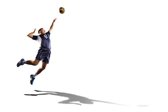 Professional valleyball player isolated on white