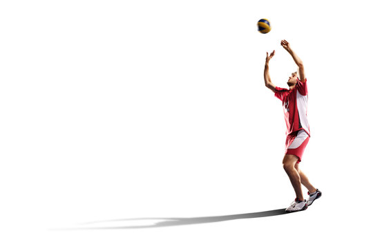 Professional valleyball player isolated on white