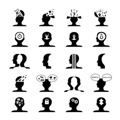 Mind Icons Set - Isolated On White Background - Vector Illustration, Graphic Design. For Web, Websites, Print, Presentation Templates, Mobile Applications And Promotional Materials