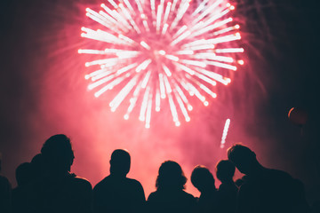 Crowd watching fireworks