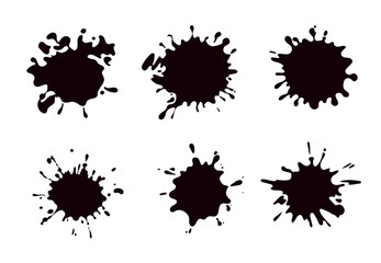 Vector set of ink splashes,  blots. Splatter collection. - obrazy, fototapety, plakaty