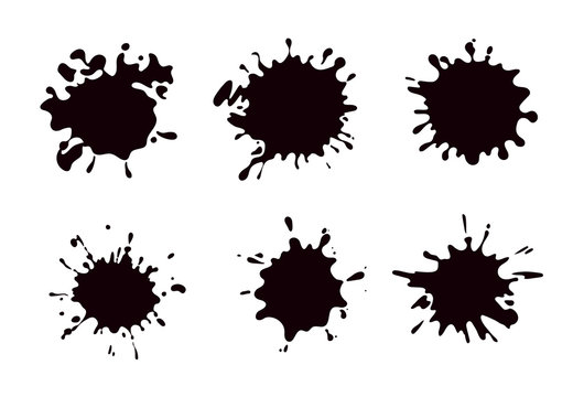 Vector set of ink splashes,  blots. Splatter collection.