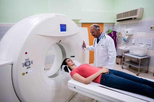 Patient entering mri scan machine