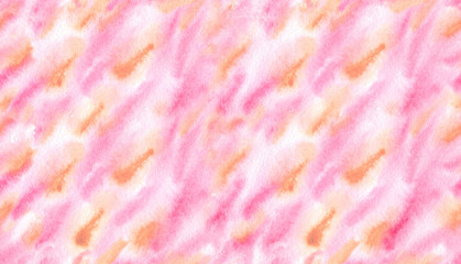 Seamless background pattern with pink and yellow diagonal lines painted in watercolor