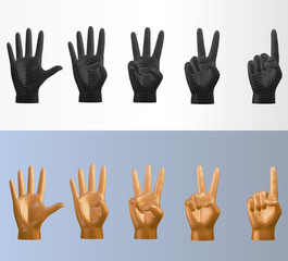 3D vector polygonal counting hand pose set in various style