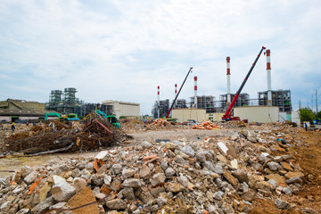 Demolition site or construction site of power plant