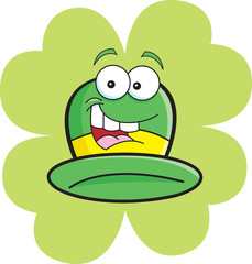 Cartoon illustration of a smiling derby hat.