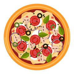 Kinds of pizza italian cook vector set.