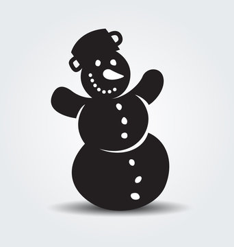 Cartoon silhouette of a snowman. Vector illustration