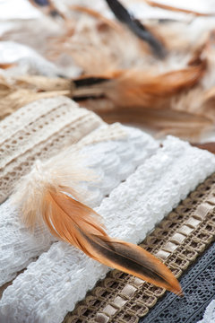 Red feather and laces