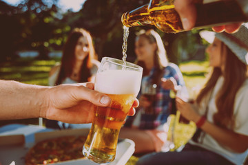 Сheerful friends on picnic