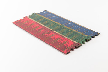 red green blue color of ram for pc on isolated