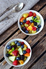 Fototapeta na wymiar Homemade fruit and berry salad. Healthy dessert