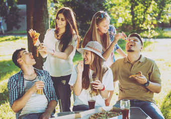 Сheerful friends on picnic