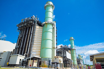 Combine cycle power plant against blue sky