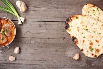 Indian naan bread with curry