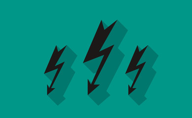 Vector multiple flash icons with long shadow on flat background