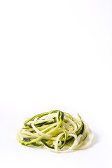 Delicious zucchini noodles isolated on white background

