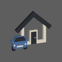 real estate and property: house with car icon in flat style 