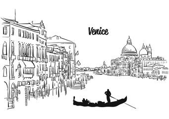 Fototapeta premium Venice Skyline Panorama Sketch,