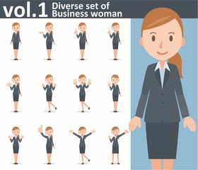 Diverse set of business woman on white background vol.1