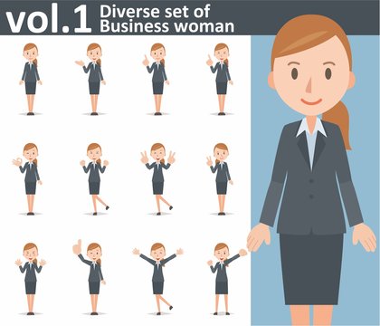 Diverse Set Of Business Woman On White Background Vol.1