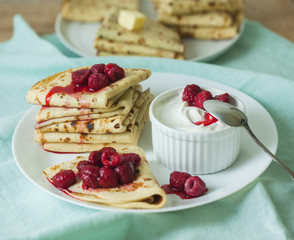 Stack of homemade pancakes