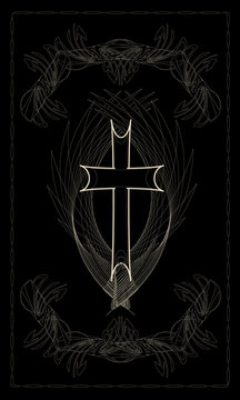 Tarot cards - back design. Cross of the Knights Templar
