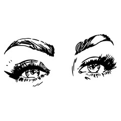 black and white fashion illustration with eye