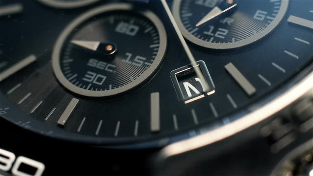Luxury Chronograph Watch With Additional Arrows. Extra Close Up