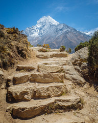 Stairs on the Everest Trail in the Himalayan Mountains