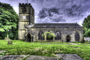 Fototapeta premium English church under dark skies