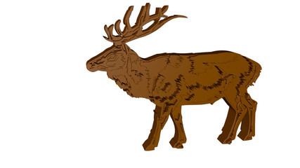 Polygonal 3D illustration. Low poly deer. Graphic element for designs.