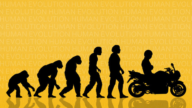 human evolution with motorcycle
