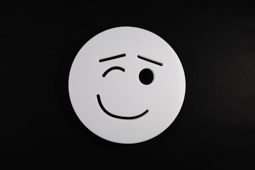 Smiley face on a black background,Top View shot.