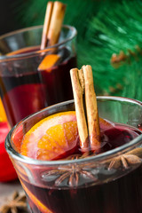 Christmas mulled wine and Christmas decoration

