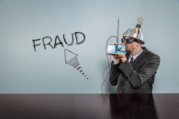 Fraud text with vintage businessman