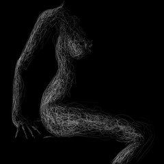 siedząca naga kobieta © robroyart
