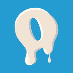 O letter isolated on baby blue background. Milky O letter vector illustration