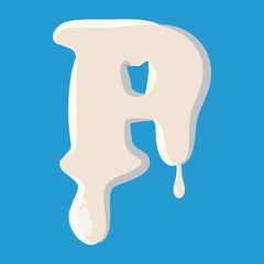 P letter isolated on baby blue background. Milky P letter vector illustration