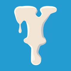 Y letter isolated on baby blue background. Milky Y letter vector illustration