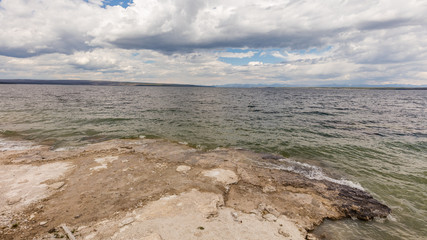 The wonderful landscape of the Lake right next to you.  West Thumb Geyser Basin, Yellowstone National Park, Wyoming